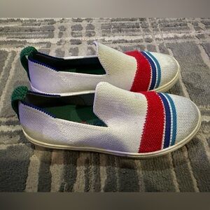 Rothy's Kids Slip-On Sneakers - White, Red, Green, and Blue
